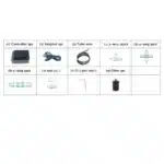 Prikazani so sestavni deli za namakalni sistem